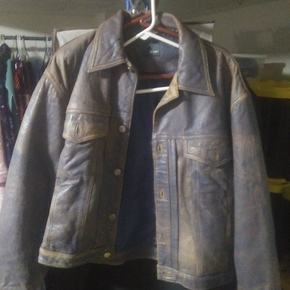 Lizwear blue leather jacket